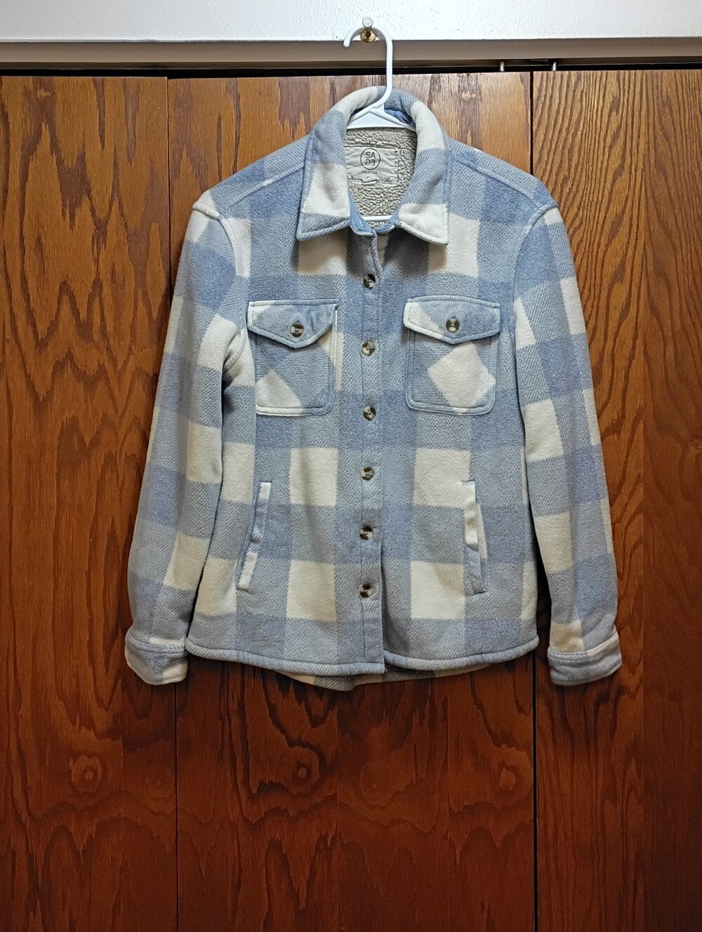 Women’s Plaid Shacket - Light Blue & Cream